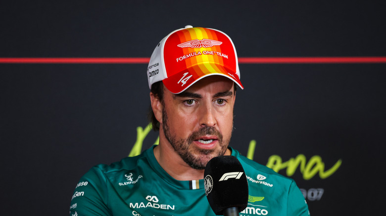 Fernando Alonso at the 2026 Spanish GP driver's press conference.