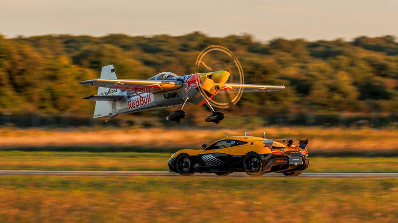 Dario Costa attempting a practice landing over a Rimac Nevera R in Croatia