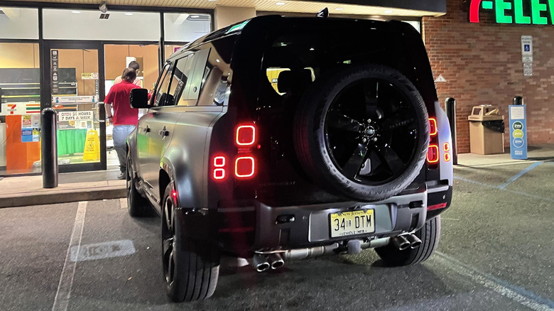 A similar 34##DTM NJ license plate on another JLR press vehicle.