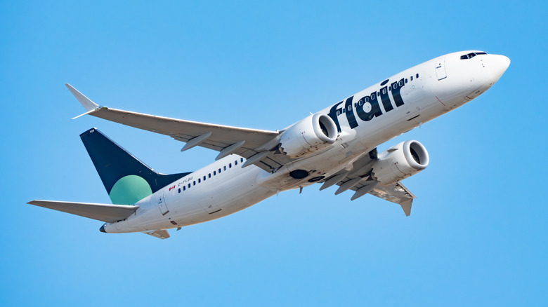 A Boeing 737 MAX for Flair Airlines takes off