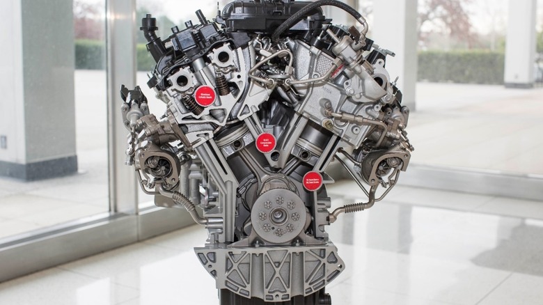 A Ford 3.5 EcoBoost V6 on display