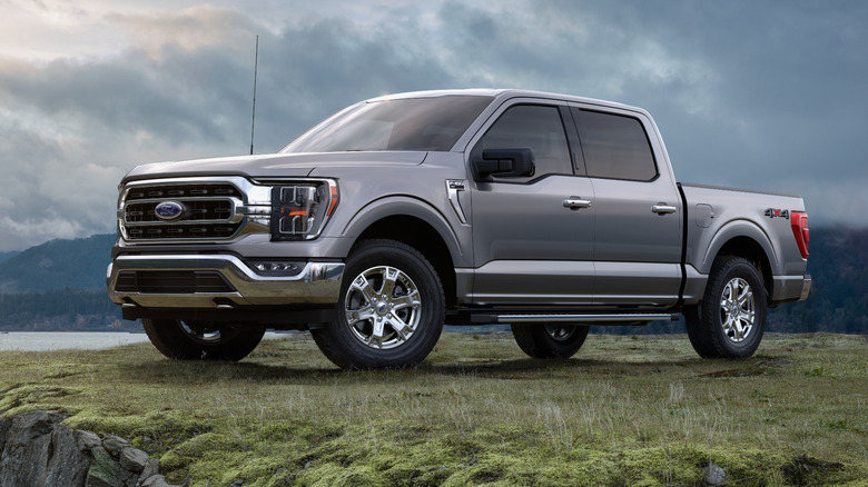 A Ford F-150 parked on a cliffside