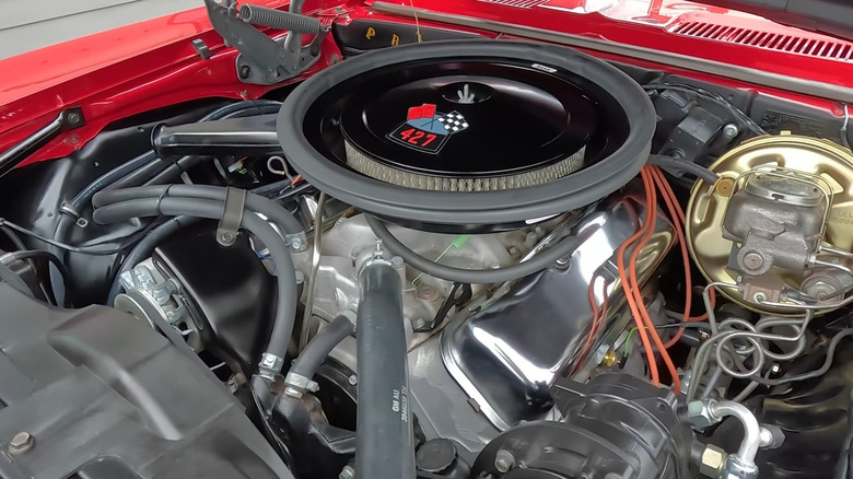The aluminum ZL-1 Chevrolet 427 V8 under the hood of a Camaro COPO ZL-1 tribute