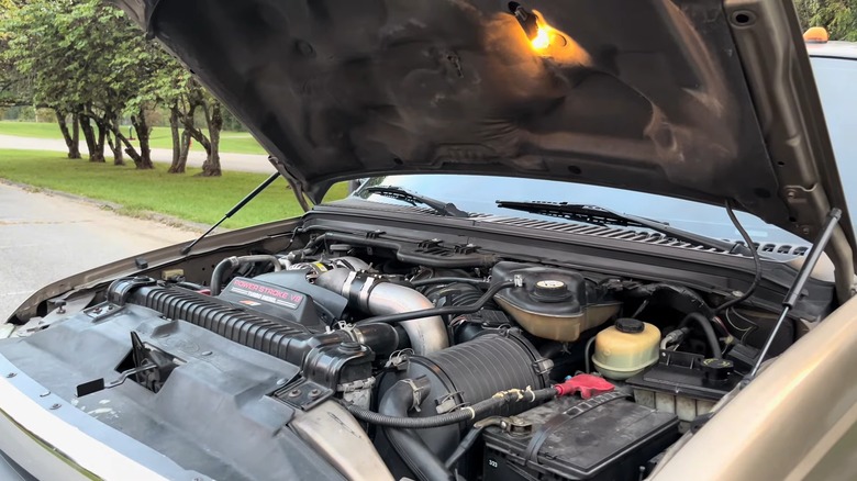 A 6.0 Power Stroke engine bay