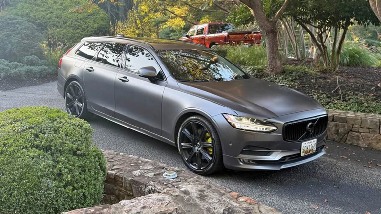 Matte gray Volvo wagon