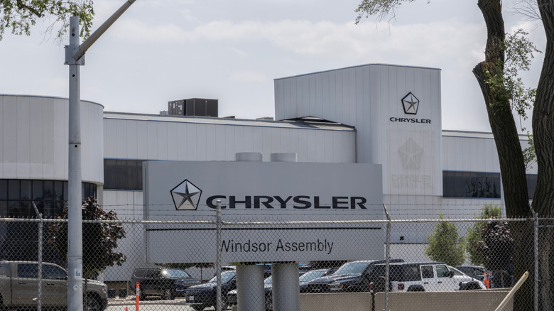 Windsor, ONT - July, 12 2024: Stellantis Windsor assembly plant. Built in 1928, Stellantis builds plug-in hybrid electric (PHEV), AWD and ICE models here.