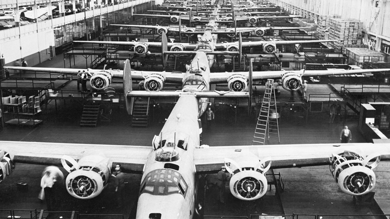 The B-24 bomber assembly line at Ford's Willow Run factory
