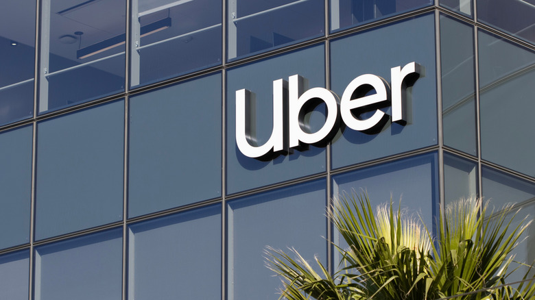 Uber sign is seen at its new headquarters in San Francisco's Mission Bay, California.