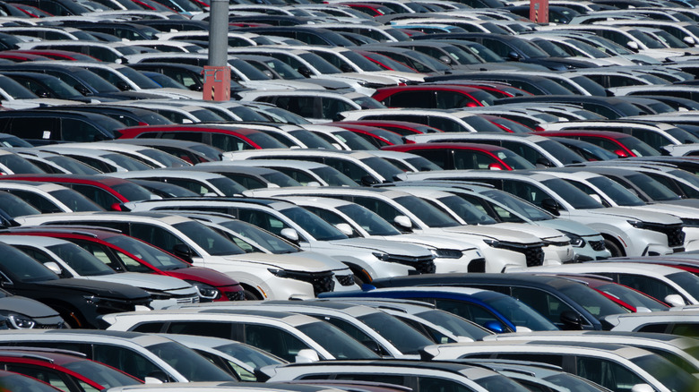 AVONMOUTH, UNITED KINGDOM - MAY 06: Recently imported brand new unregistered Honda cars are parked in a storage yard as they wait delivery to car dealerships at the Port of Bristol on May 6, 2025 near Bristol, England. After US President Donald Trump announced a series of new import tariffs, claiming these will boost American manufacturing and protect jobs, the world economy has been thrown into chaos and uncertainty. (Photo by Anna Barclay/Getty Images)