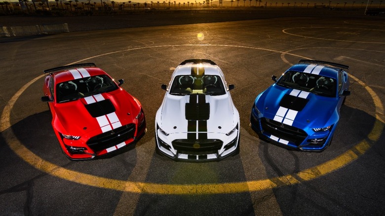 Three Ford Mustang Shelby GT500s