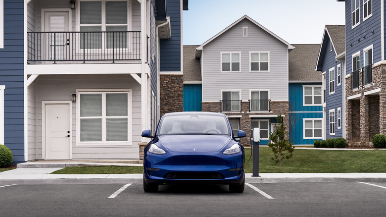 A Tesla Model Y charging
