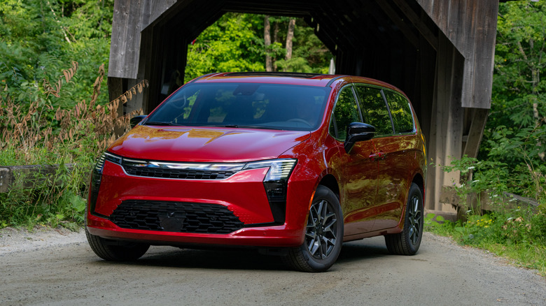 A red Chrysler Pacifica