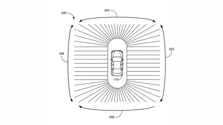 Patent drawing for Ford's "System for detecting moving objects"