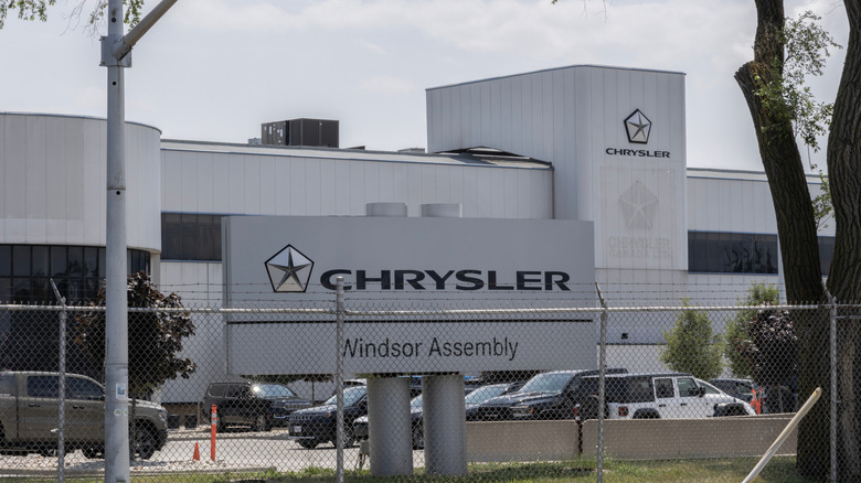 Windsor, ONT - July, 12 2024: Stellantis Windsor assembly plant. Built in 1928, Stellantis builds plug-in hybrid electric (PHEV), AWD and ICE models here.