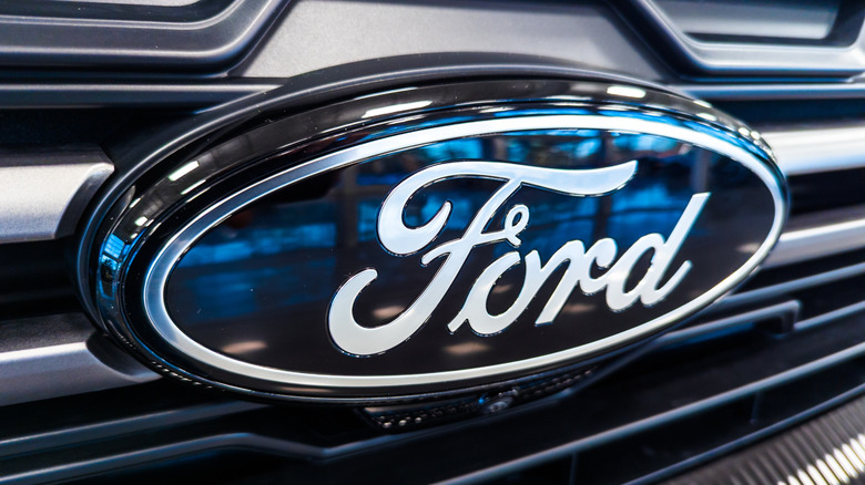 A black oval Ford badge