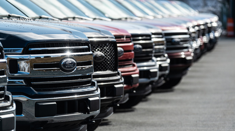 020 Ford F-150 Pickup Trucks at a Ford dealership.