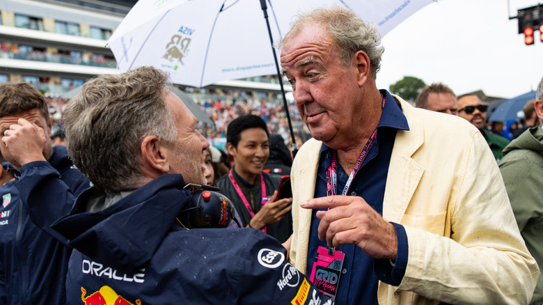 Jeremy Clarkson on the F1 grid with Christian Horner