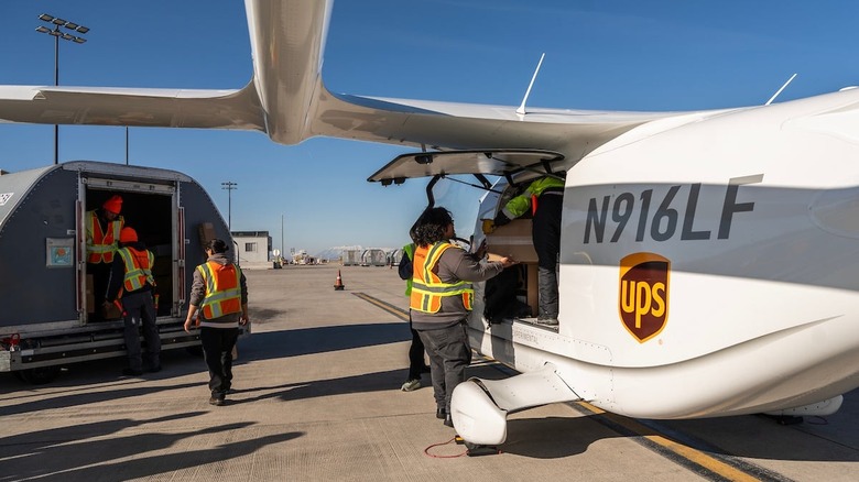 A Beta Technologies AAM-type craft being used for United Parcel Service deliveries