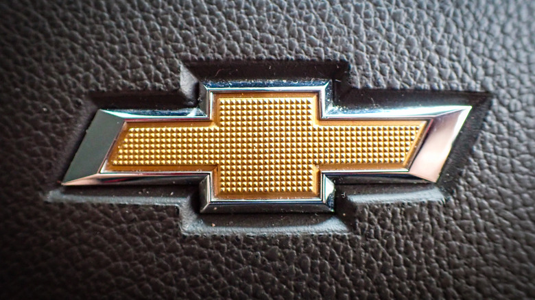 Interior close-up of the Chevrolet logo.
