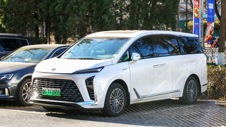 Beijing, China - January 10, 2025: White van Buick GL8 in the city street.