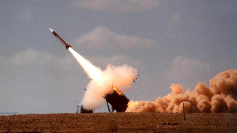 A Patriot Missile Is Launched Against A Target At The End Of The Joint United States-Israel Patriot Missile Interceptor Exercise In Israel's Southern Negev Desert February 22, 2001.