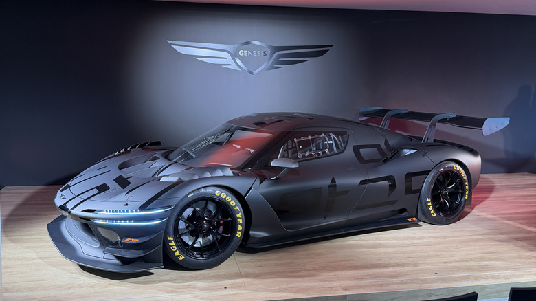 Side view of the grey Genesis Magma GT3 concept