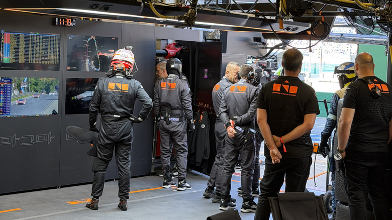 Inside the Genesis Magma Racing garage at Le Mans