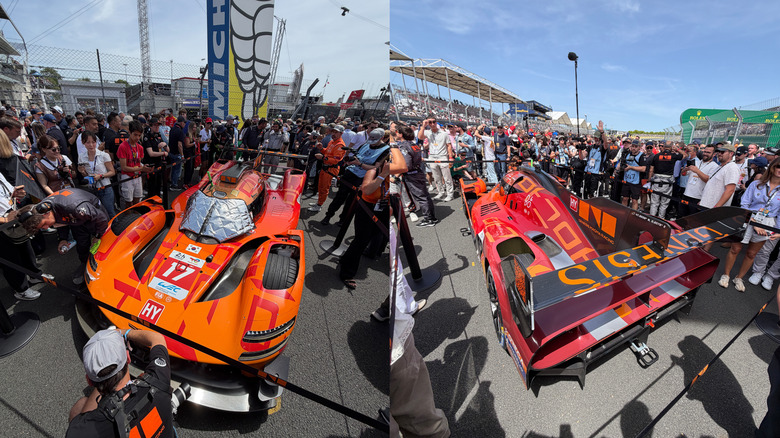 Two images of the Genesis GMR-001 in the grid at Le Mans
