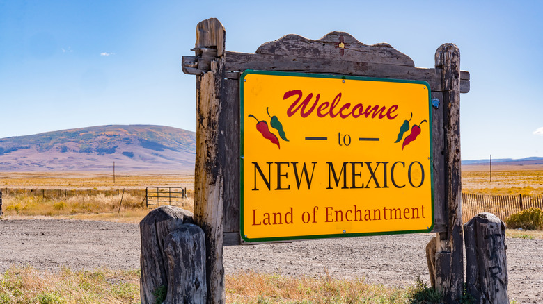 Antonito, CO - October 3, 2019: Welcome to New Mexico Sign near the Colorado - New Mexico Border