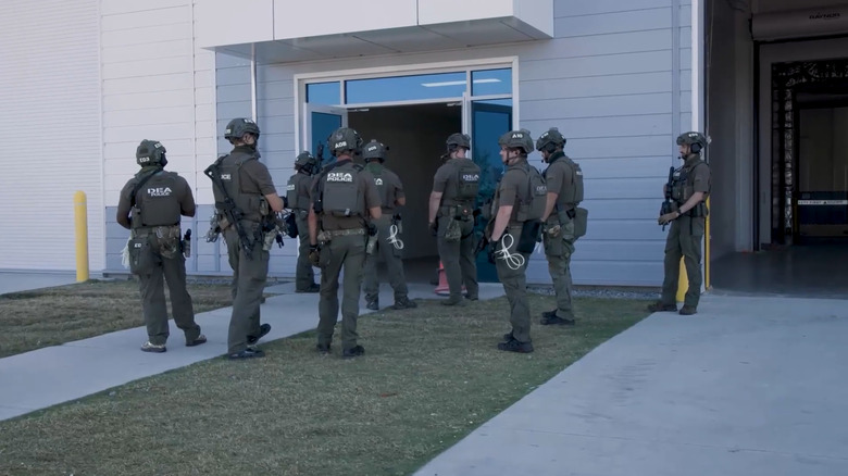 DEA officers outside the Hyundai plant