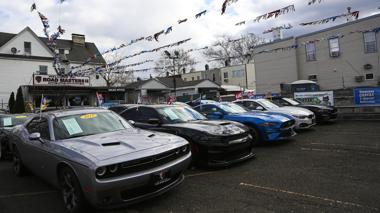 View of a used car dealership in Ridgewood, Queens New York on January 19, 2022.