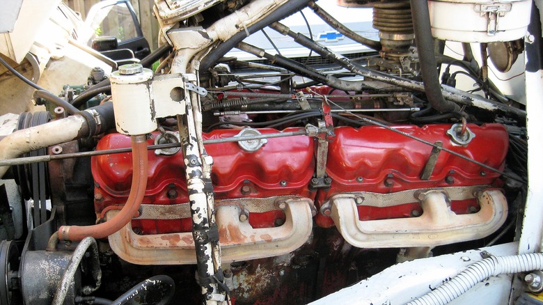 GMC Twin Six inside the engine bay of a 7000 series GMC