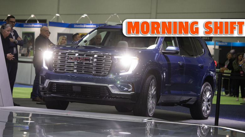 DETROIT, MICHIGAN - SEPTEMBER 13: The new GMC Acadia sits on display at the 2023 North American International Detroit Auto Show on September 13, 2023 in Detroit, Michigan. The show, which features 35 brands and an indoor EV track, opens to the public on September 16 and continues through September 24. (Photo by Bill Pugliano/Getty Images)