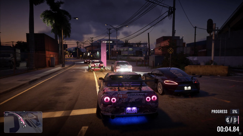 Screenshot of a street race in Grand Theft Auto VI