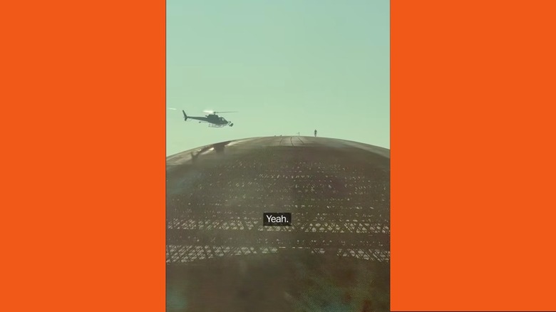 Free Climber and helicopter on top of the Las Vegas Sphere