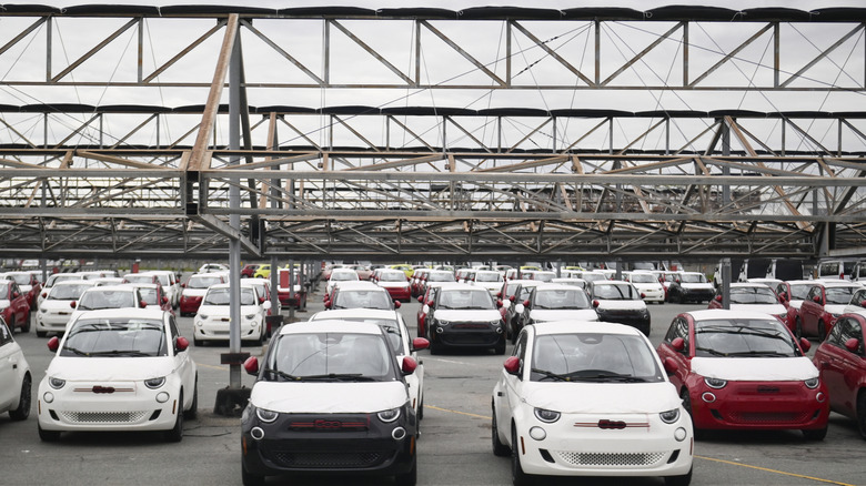 Fiat 500 vehicles seen at a factory in Italy
