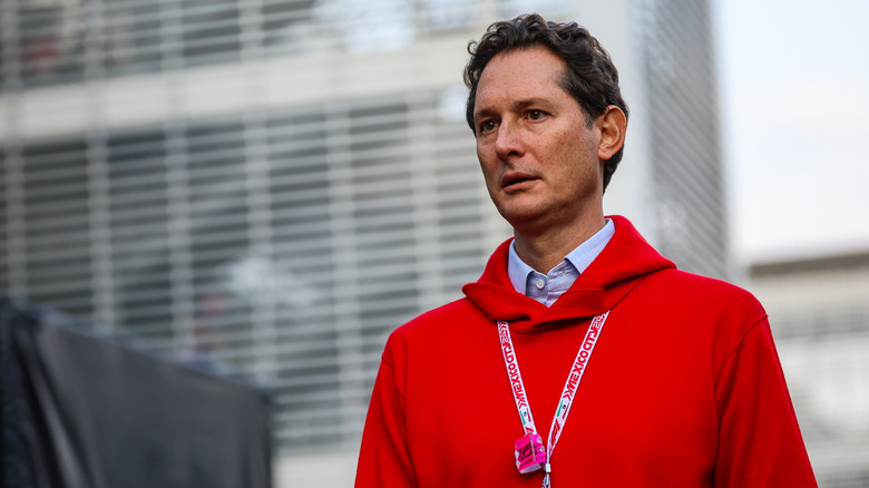Stellantis Chairman John Elkann seen at an F1 race in 2024
