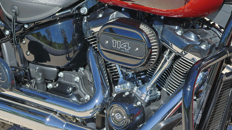 A Harley-Davidson Milwaukee-Eight 114 engine in a motorcycle
