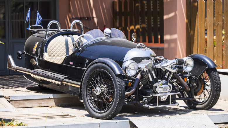 A Morgan 3-wheeler with an S&S V-twin engine