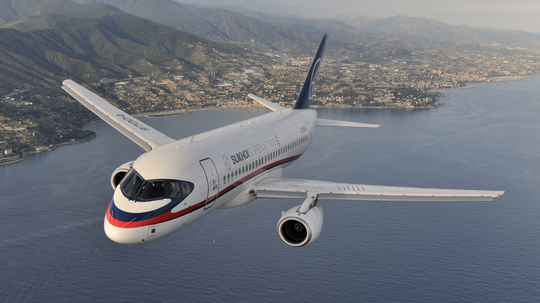 Sukhoi Superjet 100 in the sky over Italy