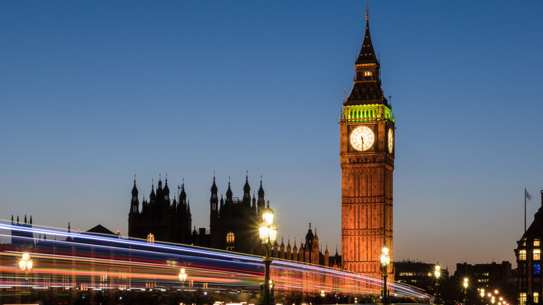 London at night, with Big Ben