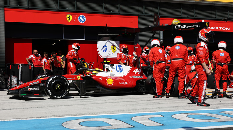 Lewis Hamilton pits for Ferrari