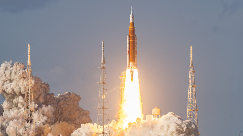 An SLS rocket launches the Artemis II mission to the Moon on April 1, 2026