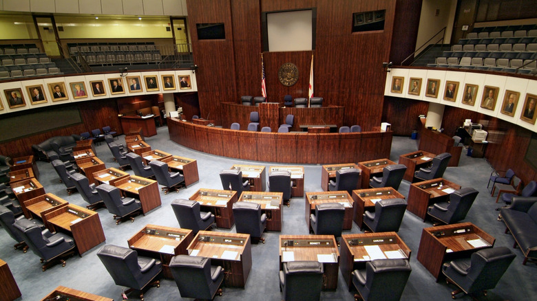 The Florida senate chambers with no one inside