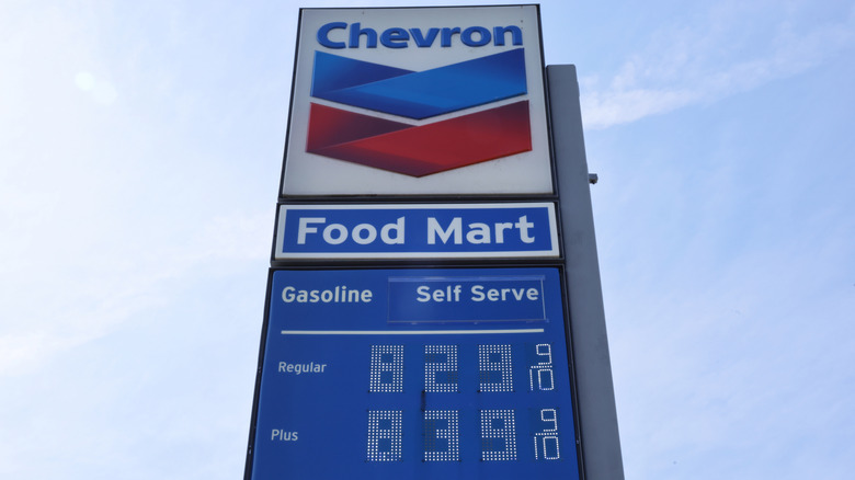 Gas station sign advertising $8.29 gas