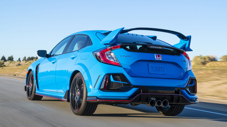 A rear shot of a 2020 Honda Civic Type R