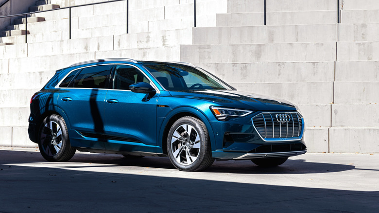 Audi e-tron crossover in front of some steps