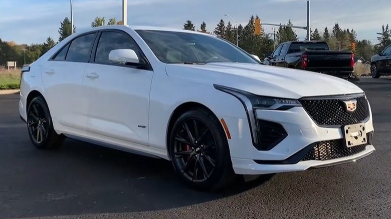 A 2021 Cadillac CT4-V in a parking lot