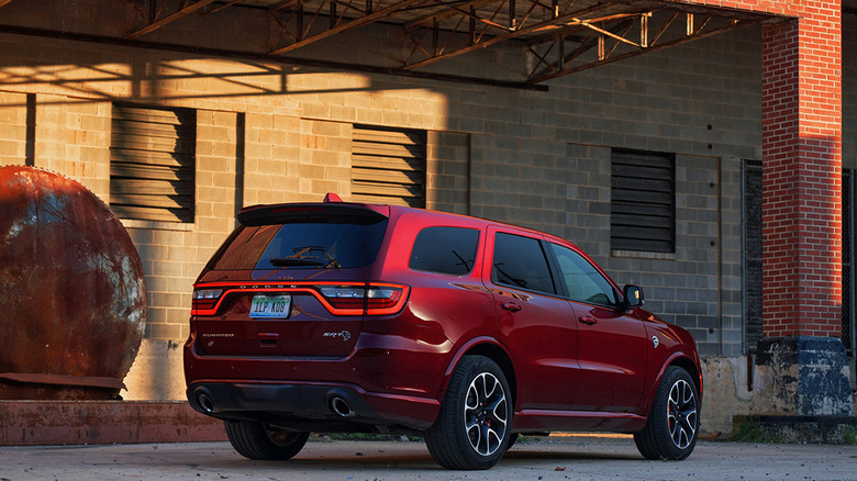 A 2021 Dodge Durango SRT Hellcat parked by a building