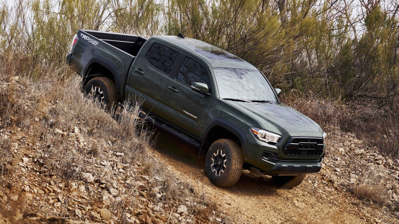 2021 Toyota Tacoma TRD driving downhill